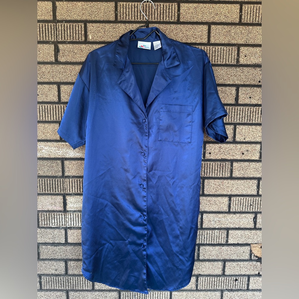 Sweet Notions 80’s Navy Blue Vintage Bed Shirt Womens Size M